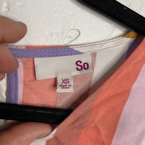 SO Multicolor Stripe Long Sleeve Cropped Blouse womens XS bohochic bohemian - Picture 3 of 7